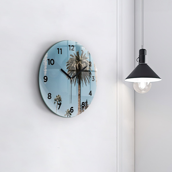 Ceas rotund de perete din sticlă Palmieri din Los Angeles