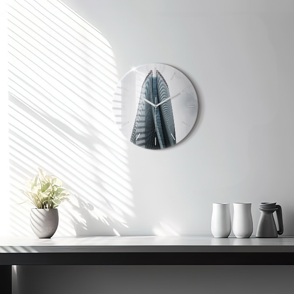 Ceas rotund de perete din sticlă Zgârie-nori din Milano