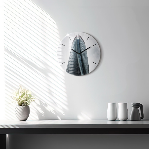 Ceas rotund de perete din sticlă Zgârie-nori din Milano