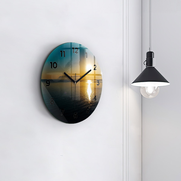 Ceas rotund de perete din sticlă Peisaj de răsărit