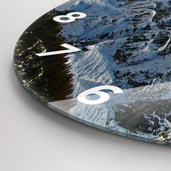 Ceas rotund de perete din sticlă Munții sub cerul albastru