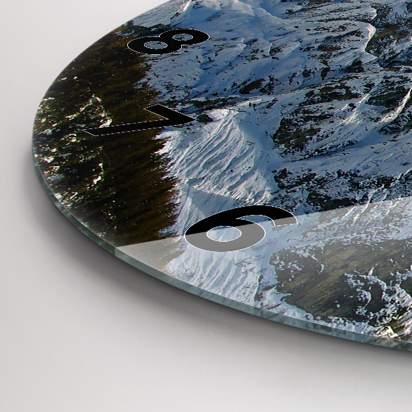 Ceas rotund de perete din sticlă Munții sub cerul albastru