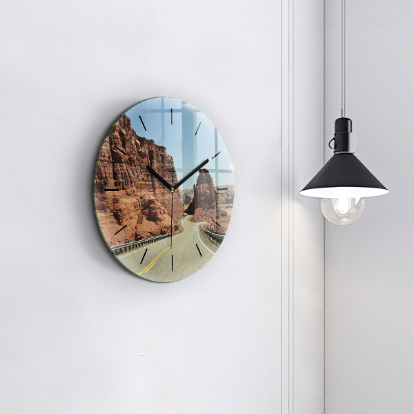 Ceas rotund de perete din sticlă Route 66 în SUA