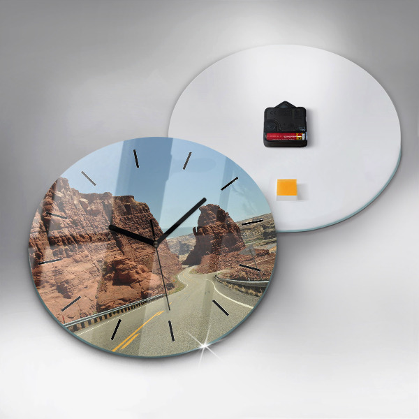 Ceas rotund de perete din sticlă Route 66 în SUA