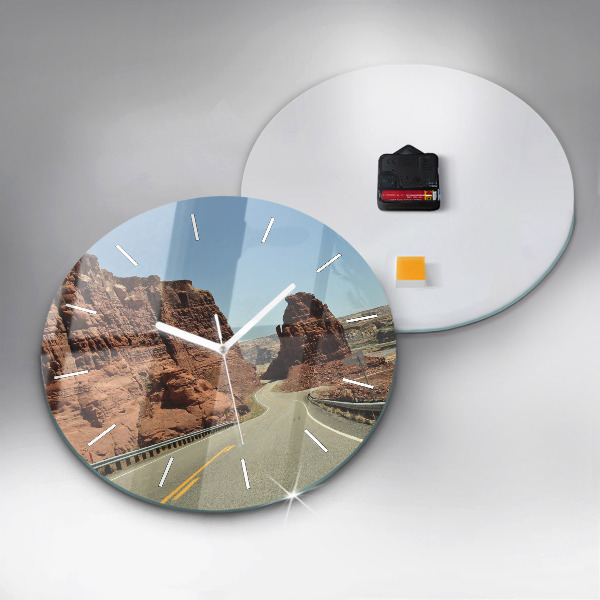 Ceas rotund de perete din sticlă Route 66 în SUA