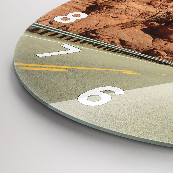 Ceas rotund de perete din sticlă Route 66 în SUA