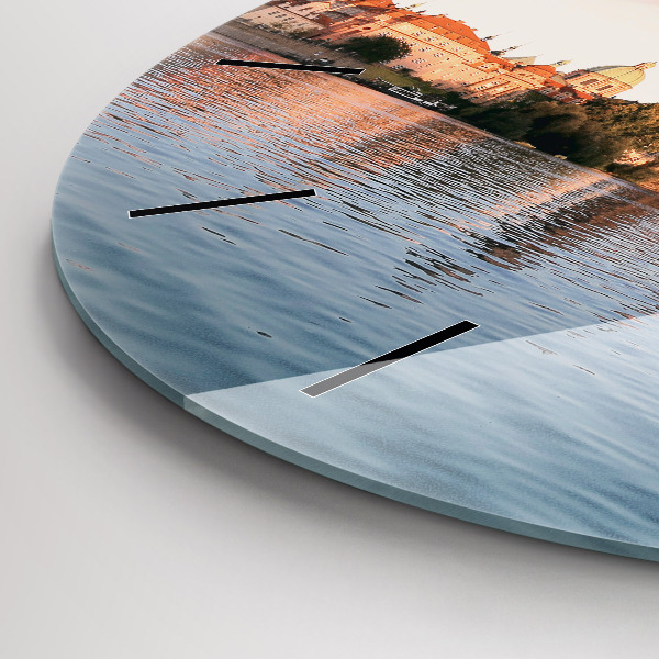 Ceas rotund de perete din sticlă Podul Carol din Praga