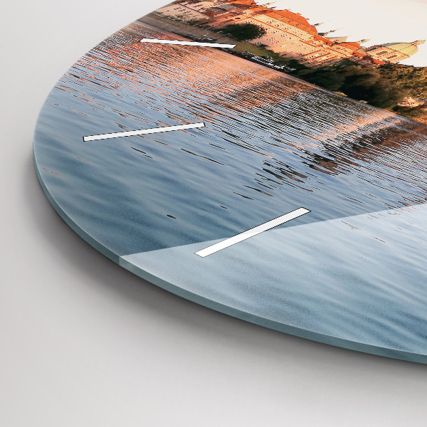 Ceas rotund de perete din sticlă Podul Carol din Praga