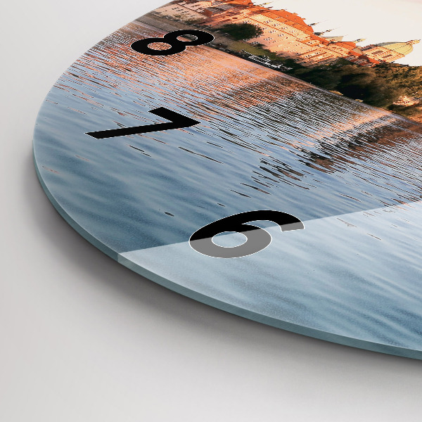 Ceas rotund de perete din sticlă Podul Carol din Praga