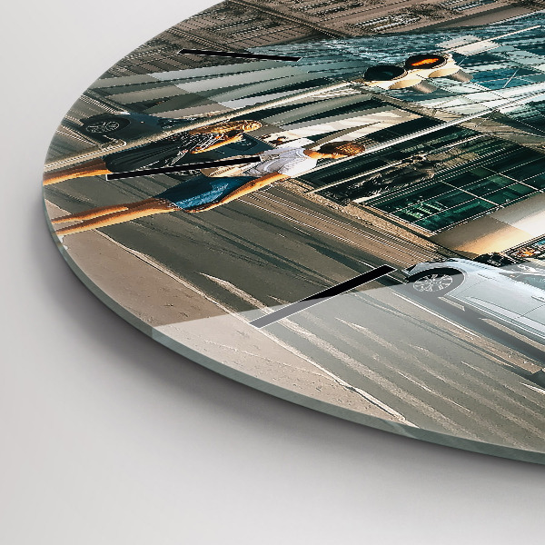 Ceas rotund de perete din sticlă Casa de dans Praga