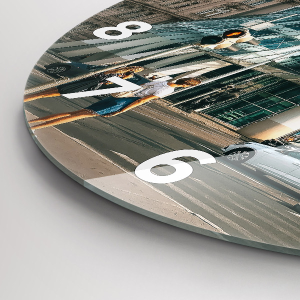 Ceas rotund de perete din sticlă Casa de dans Praga