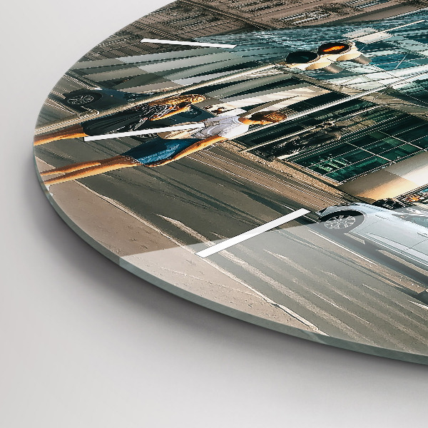 Ceas rotund de perete din sticlă Casa de dans Praga