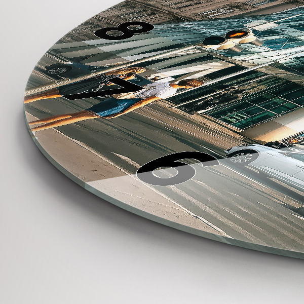 Ceas rotund de perete din sticlă Casa de dans Praga