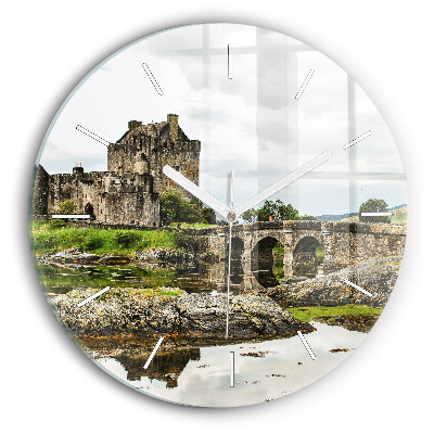 Ceas rotund de perete din sticlă Castelul Eilean Donan, Scoția