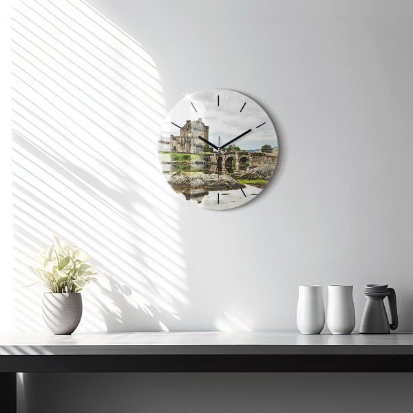 Ceas rotund de perete din sticlă Castelul Eilean Donan, Scoția