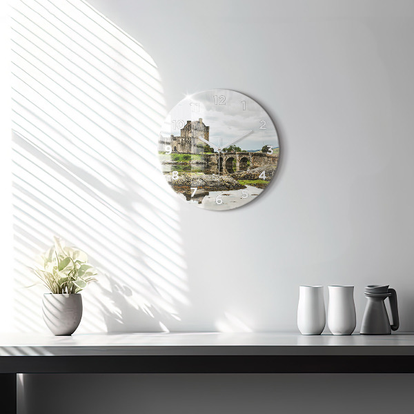 Ceas rotund de perete din sticlă Castelul Eilean Donan, Scoția