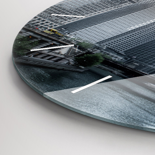 Ceas rotund de perete din sticlă Panorama orasului