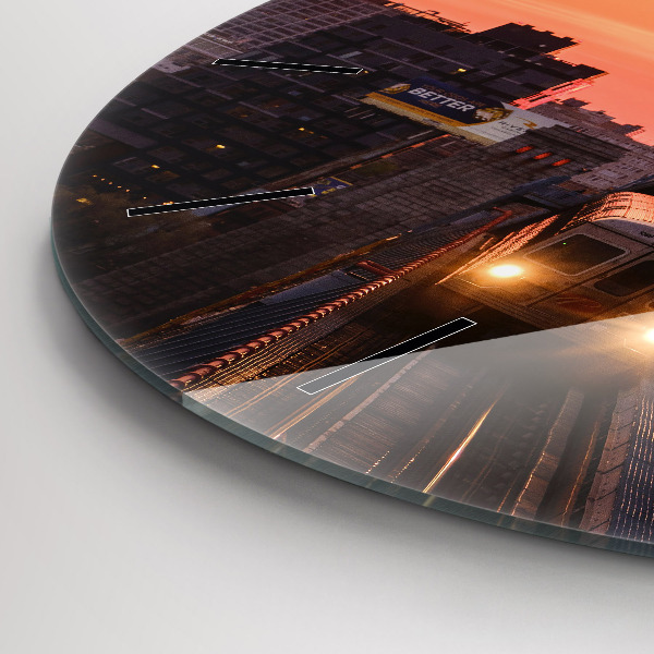 Ceas rotund de perete din sticlă Podul Benjamin Franklin