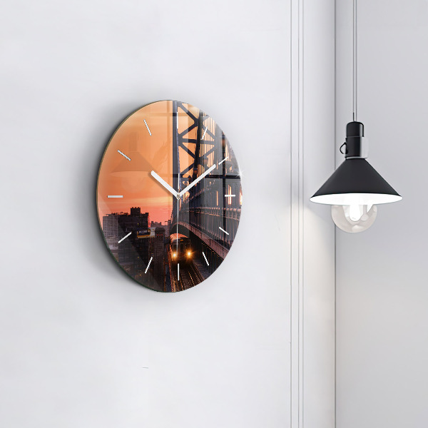 Ceas rotund de perete din sticlă Podul Benjamin Franklin