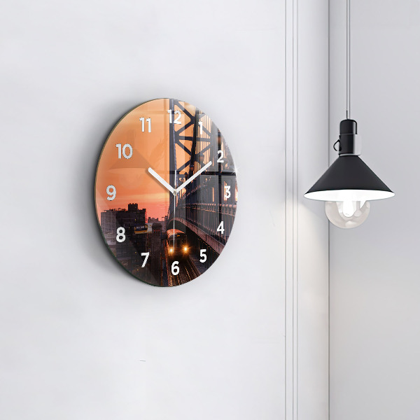 Ceas rotund de perete din sticlă Podul Benjamin Franklin