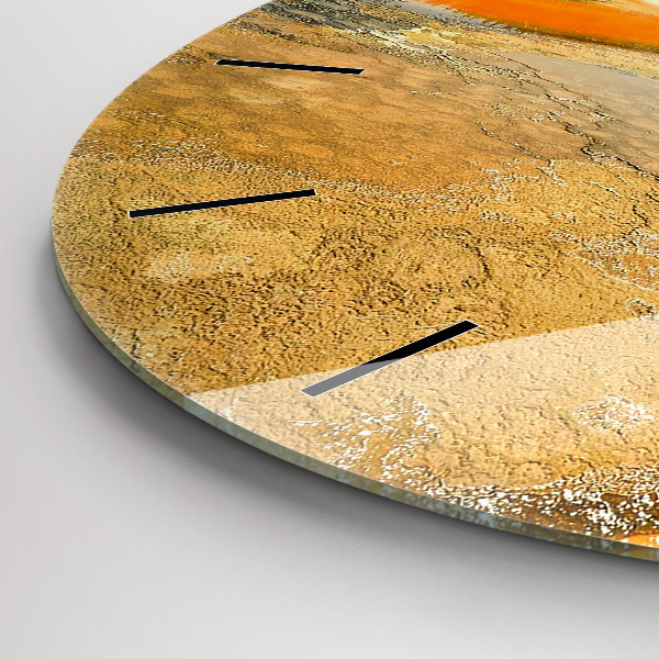 Ceas rotund de perete din sticlă Lac cu Munți