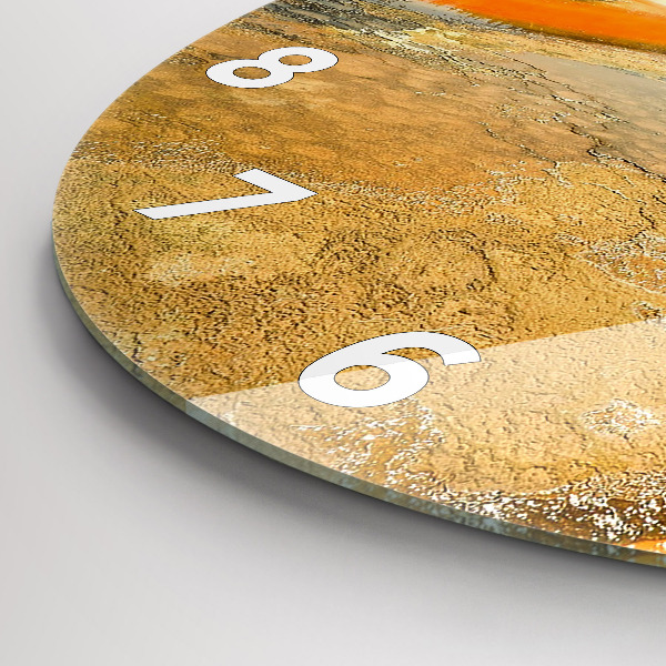 Ceas rotund de perete din sticlă Lac cu Munți