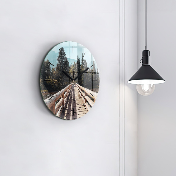 Ceas rotund de perete din sticlă Munții din Yellowstone