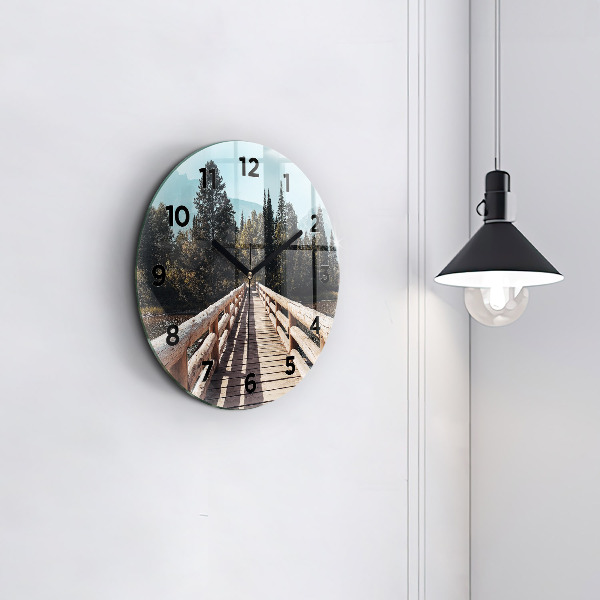 Ceas rotund de perete din sticlă Munții din Yellowstone