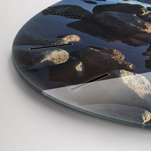 Ceas rotund de perete din sticlă Vedere la mare