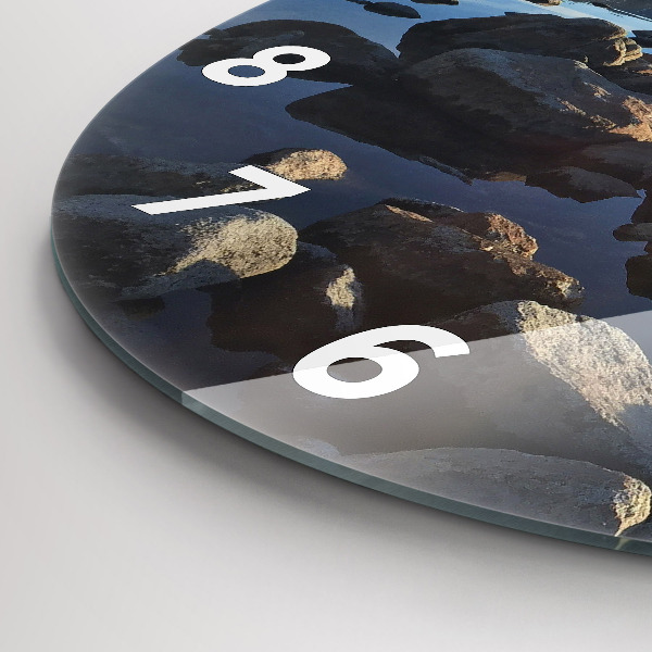 Ceas rotund de perete din sticlă Vedere la mare