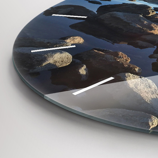 Ceas rotund de perete din sticlă Vedere la mare