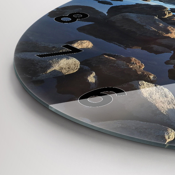 Ceas rotund de perete din sticlă Vedere la mare