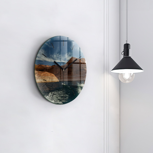 Ceas rotund de perete din sticlă Persoană schi nautic