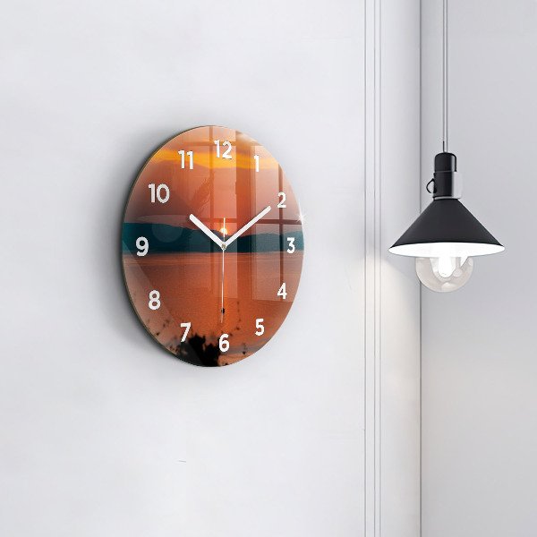 Ceas rotund de perete din sticlă Lacul Balaton seara