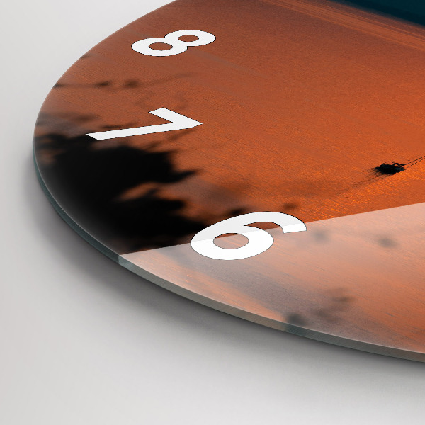 Ceas rotund de perete din sticlă Lacul Balaton seara