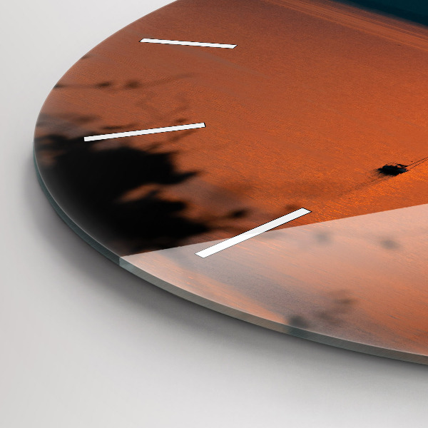 Ceas rotund de perete din sticlă Lacul Balaton seara