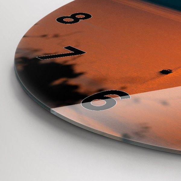 Ceas rotund de perete din sticlă Lacul Balaton seara