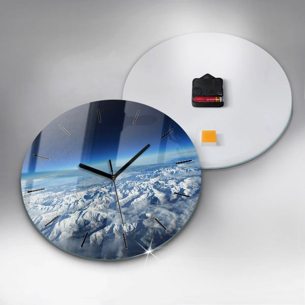 Ceas rotund de perete din sticlă Peisaj din Munții Pirinei