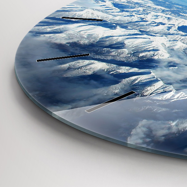 Ceas rotund de perete din sticlă Peisaj din Munții Pirinei