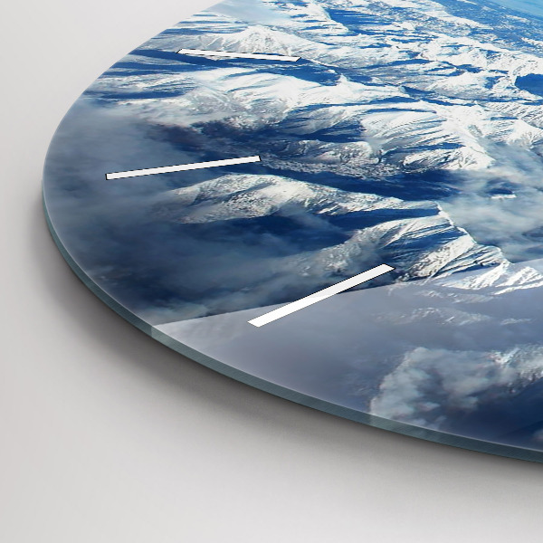 Ceas rotund de perete din sticlă Peisaj din Munții Pirinei