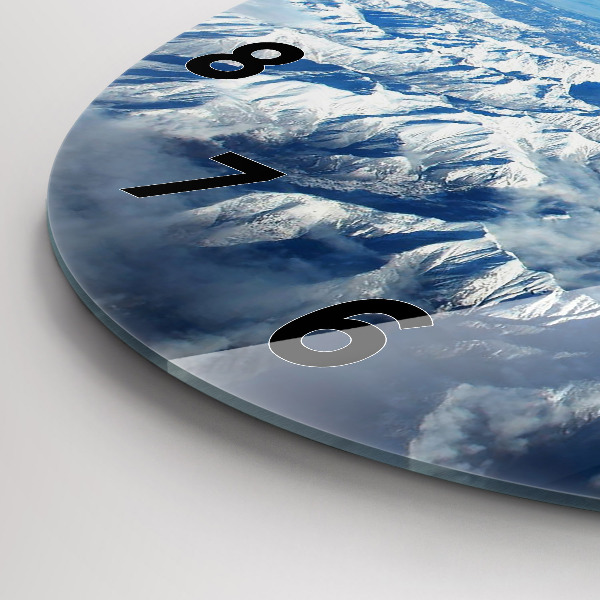 Ceas rotund de perete din sticlă Peisaj din Munții Pirinei