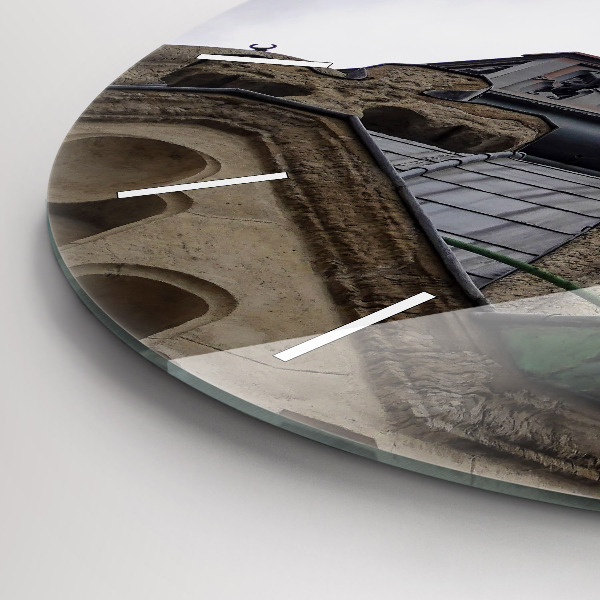 Ceas rotund de perete din sticlă Statuia Maicii Domnului din Lyon