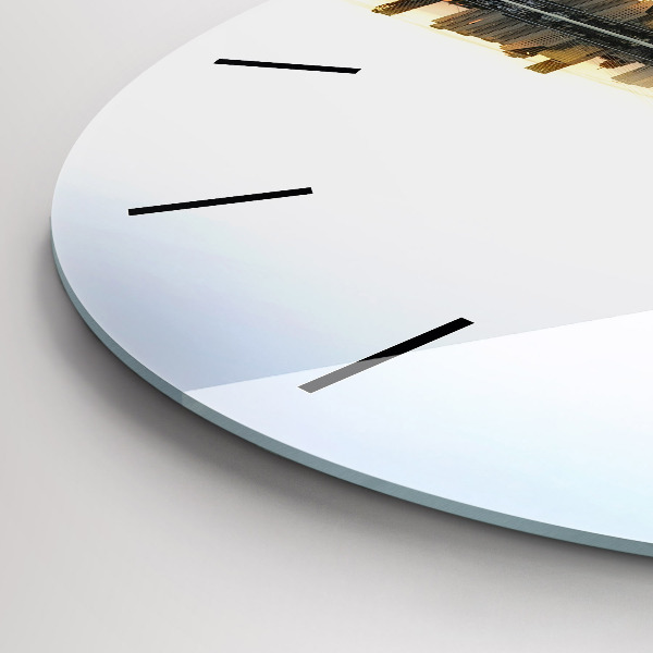 Ceas rotund de perete din sticlă Un oraș pe râu