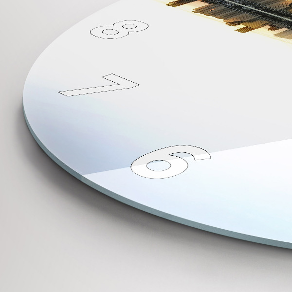 Ceas rotund de perete din sticlă Un oraș pe râu