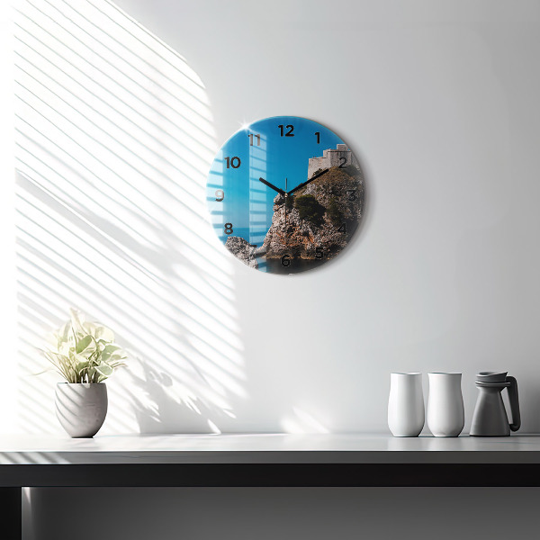 Ceas rotund de perete din sticlă Stânci din Dubrovnik