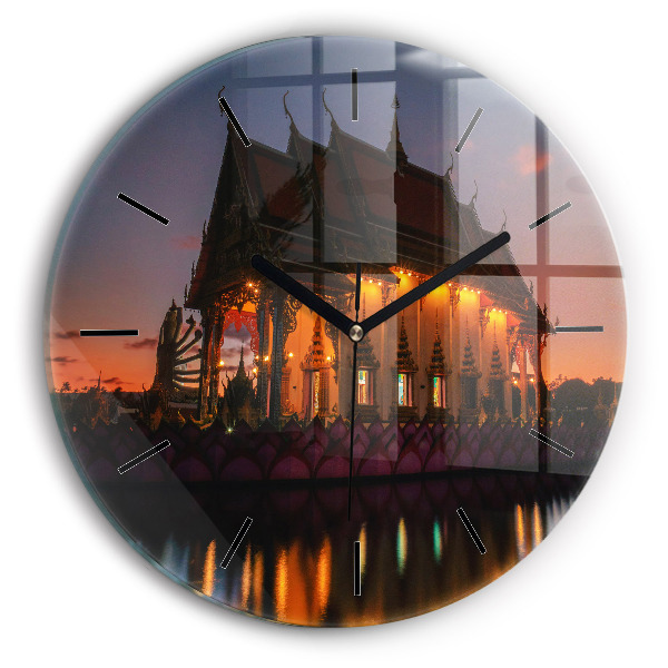 Ceas rotund de perete din sticlă Templul din Bangkok