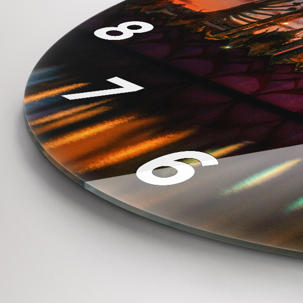 Ceas rotund de perete din sticlă Templul din Bangkok