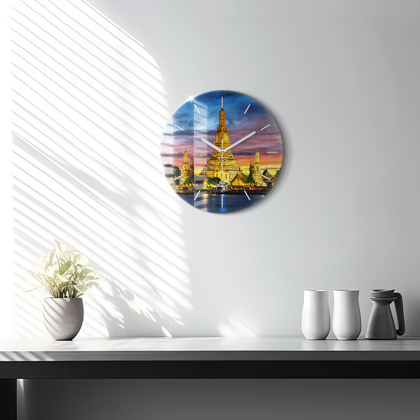 Ceas rotund de perete din sticlă Templul din Bangkok