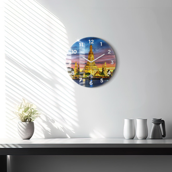 Ceas rotund de perete din sticlă Templul din Bangkok