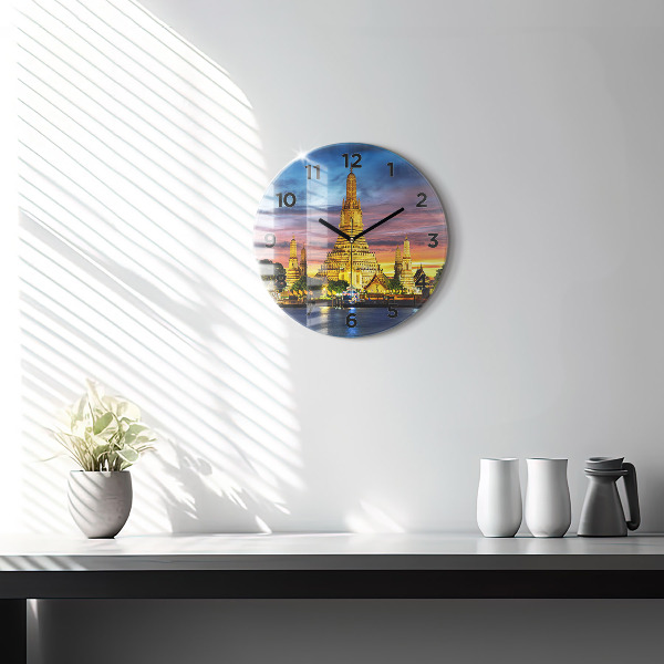Ceas rotund de perete din sticlă Templul din Bangkok